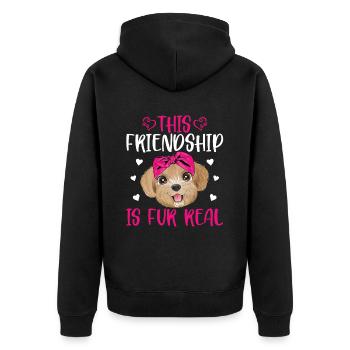 Pudel Freundschaft Ist Pelz Echt Lustig - Unisex Premium Bio Zip Hoodie - Schwarz - Hinten - Nico (187cm)