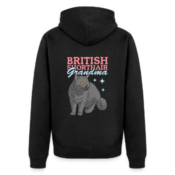 Grand-mère britannique à poil court | Cadeau maman chat - Veste à capuche bio Premium Unisexe - noir - Dos - Nico (187cm)