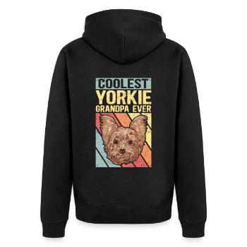 Yorkie Grandpa Yorkshire Terrier Dog Cadeau - Veste à capuche bio Premium Unisexe - noir - Dos - Nico (187cm)