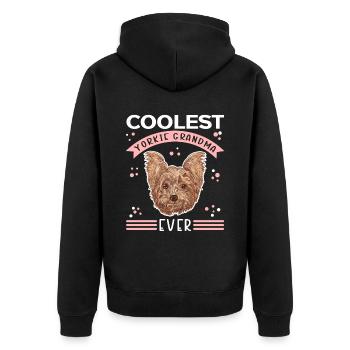 Yorkie Grandma Dogs Yorkshire Terrier Cadeau - Veste à capuche bio Premium Unisexe - noir - Dos - Nico (187cm)