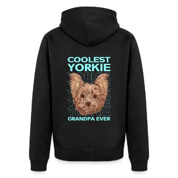 Yorkie Grandpa Dogs Yorkshire Terrier Cadeau - Veste à capuche bio Premium Unisexe - noir - Dos - Nico (187cm)