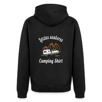 Wohnwagen lustig Camping Camper Camperin - Unisex Premium Bio Zip Hoodie - Schwarz - Hinten - Nico (187cm)