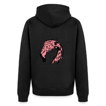 Flamingo - Unisex Premium Organic Zip Hoodie - black - Back - Nico (187cm)