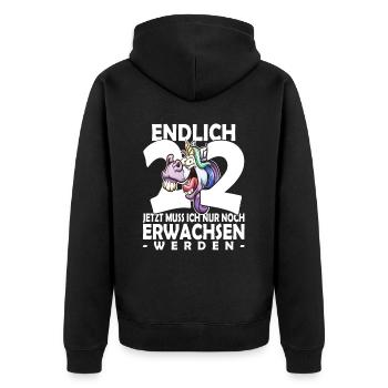 Endlich 22 Jahre - 22. Geburtstag - Unisex Premium Bio Zip Hoodie - Schwarz - Hinten - Nico (187cm)
