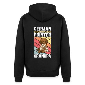 Deutsch Kurzhaar Grandpa Hundebesitzer Geschenk - Unisex Premium Bio Zip Hoodie - Schwarz - Hinten - Nico (187cm)
