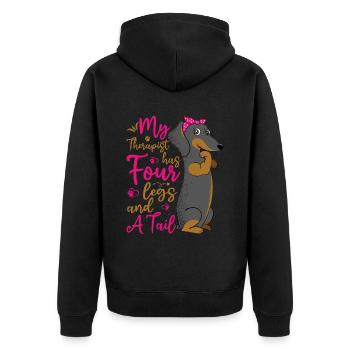 Dackel Therapeut Hat Vier Beine Lustige - Unisex Premium Bio Zip Hoodie - Schwarz - Hinten - Nico (187cm)