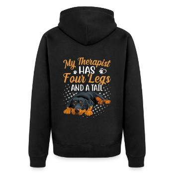 Le thérapeute Rottweiler a quatre jambes drôles - Veste à capuche bio Premium Unisexe - noir - Dos - Nico (187cm)