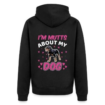 I Am Mutts About Dog Rottweiler Funny - Unisex Premium Organic Zip Hoodie - black - Back - Nico (187cm)
