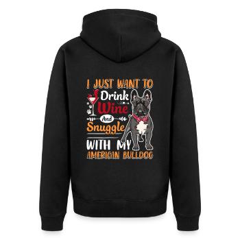 Wein Trinken Kuscheln Mit Amerikanischer - Unisex Premium Bio Zip Hoodie - Schwarz - Hinten - Nico (187cm)