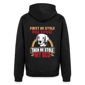 Beagle First Er Hat Mein Herz Gestohlen Lustige - Unisex Premium Bio Zip Hoodie - Schwarz - Hinten - Nico (187cm)