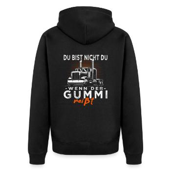 LKW Fahrer & Trucker - Fernfahrer mit Lastwagen - Unisex Premium Bio Zip Hoodie - Schwarz - Hinten - Nico (187cm)