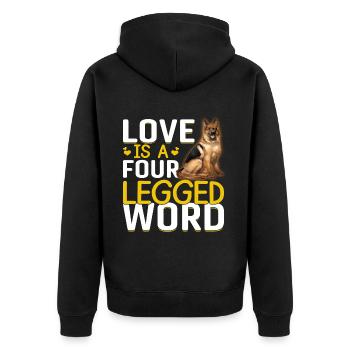 Deutscher Schäferhund Liebe Vierbeiniges Wort - Unisex Premium Bio Zip Hoodie - Schwarz - Hinten - Nico (187cm)