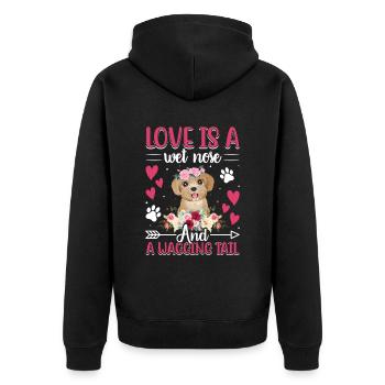 Caniche Amour Est Nez Mouillé Wobble Queue Fun - Veste à capuche bio Premium Unisexe - noir - Dos - Nico (187cm)
