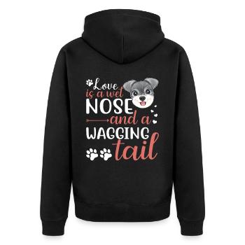 Zwergschnauzer Liebe Ist Nasse Nase Wedelnden - Unisex Premium Bio Zip Hoodie - Schwarz - Hinten - Nico (187cm)