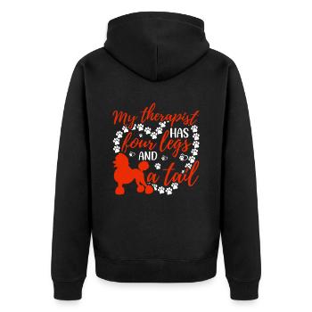 Poodle therapist has four legs funny graphic for - Unisex Premium Organic Zip Hoodie - black - Back - Nico (187cm)