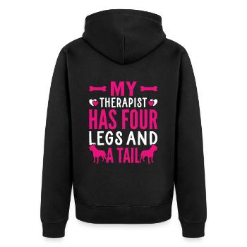 Staffordshire Terrier Therapeut Hat Vier Beine - Unisex Premium Bio Zip Hoodie - Schwarz - Hinten - Nico (187cm)
