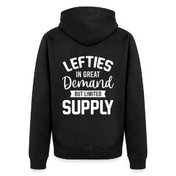 Lefty - Lefties In Great Demand But Limited Supply - Unisex Premium Organic Zip Hoodie - black - Back - Nico (187cm)