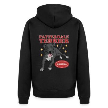 Patterdale Terrier Grandpa | Dog Owner Gift - Unisex Premium Organic Zip Hoodie - black - Back - Nico (187cm)