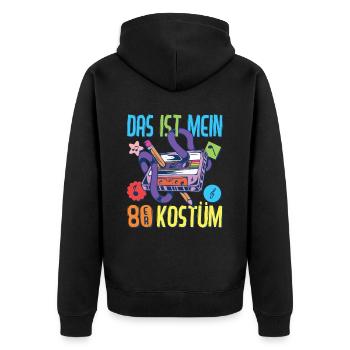 80er Jahre Outfit Party Kostüm Mottoparty 1980er - Unisex Premium Bio Zip Hoodie - Schwarz - Hinten - Nico (187cm)