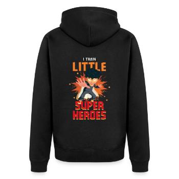 Kindergarten teacher raises little superheroes - Unisex Premium Organic Zip Hoodie - black - Back - Nico (187cm)