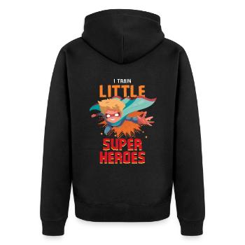 Kindergarten teacher raises little superheroes - Unisex Premium Organic Zip Hoodie - black - Back - Nico (187cm)