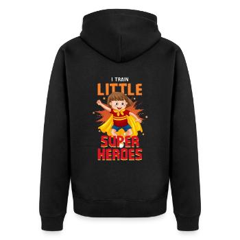 Kindergarten teacher raises little superheroes - Unisex Premium Organic Zip Hoodie - black - Back - Nico (187cm)