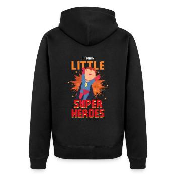 Kindergarten teacher raises little superheroes - Unisex Premium Organic Zip Hoodie - black - Back - Nico (187cm)