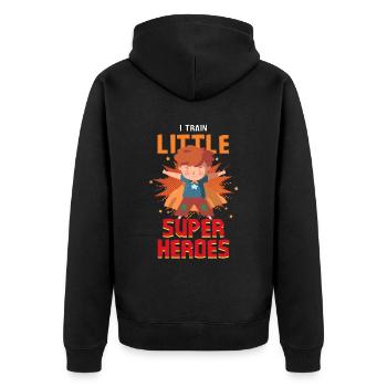Une enseignante de maternelle élève des petits super-héros - Veste à capuche bio Premium Unisexe - noir - Dos - Nico (187cm)