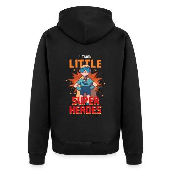 Kindergarten teacher raises little superheroes - Unisex Premium Organic Zip Hoodie - black - Back - Nico (187cm)