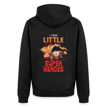 Kindergarten teacher raises little superheroes - Unisex Premium Organic Zip Hoodie - black - Back - Nico (187cm)