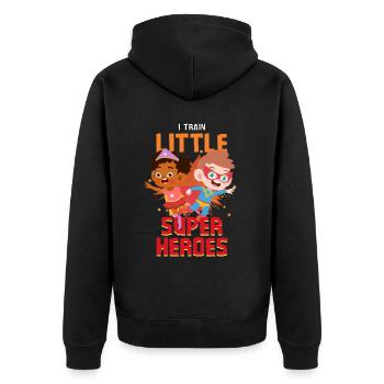 Kindergarten teacher raises little superheroes - Unisex Premium Organic Zip Hoodie - black - Back - Nico (187cm)