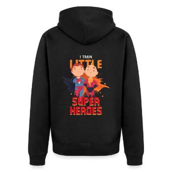 Une enseignante de maternelle élève des petits super-héros - Veste à capuche bio Premium Unisexe - noir - Dos - Nico (187cm)
