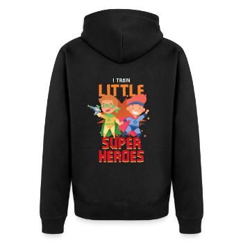 Kindergarten teacher raises little superheroes - Unisex Premium Organic Zip Hoodie - black - Back - Nico (187cm)
