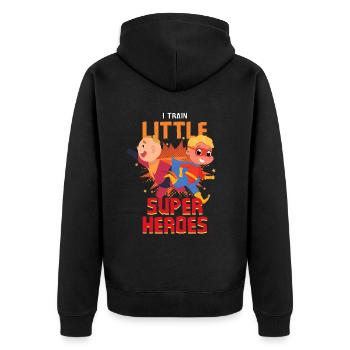 Kindergarten teacher raises little superheroes - Unisex Premium Organic Zip Hoodie - black - Back - Nico (187cm)