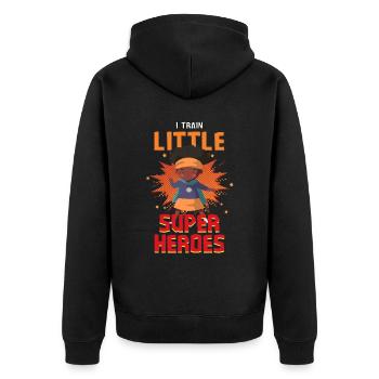Une enseignante de maternelle élève des petits super-héros - Veste à capuche bio Premium Unisexe - noir - Dos - Nico (187cm)