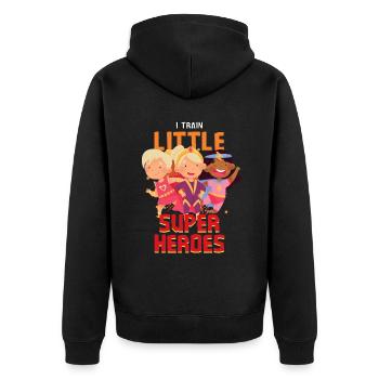 Une formatrice d’enseignants de maternelle éduque des petits super-héros - Veste à capuche bio Premium Unisexe - noir - Dos - Nico (187cm)
