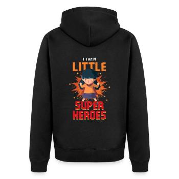 Kindergarten teacher raises little superheroes - Unisex Premium Organic Zip Hoodie - black - Back - Nico (187cm)