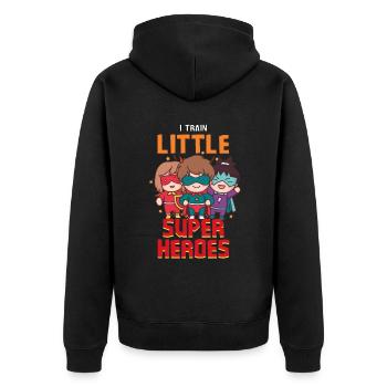 Kindergarten teacher raises little superheroes - Unisex Premium Organic Zip Hoodie - black - Back - Nico (187cm)