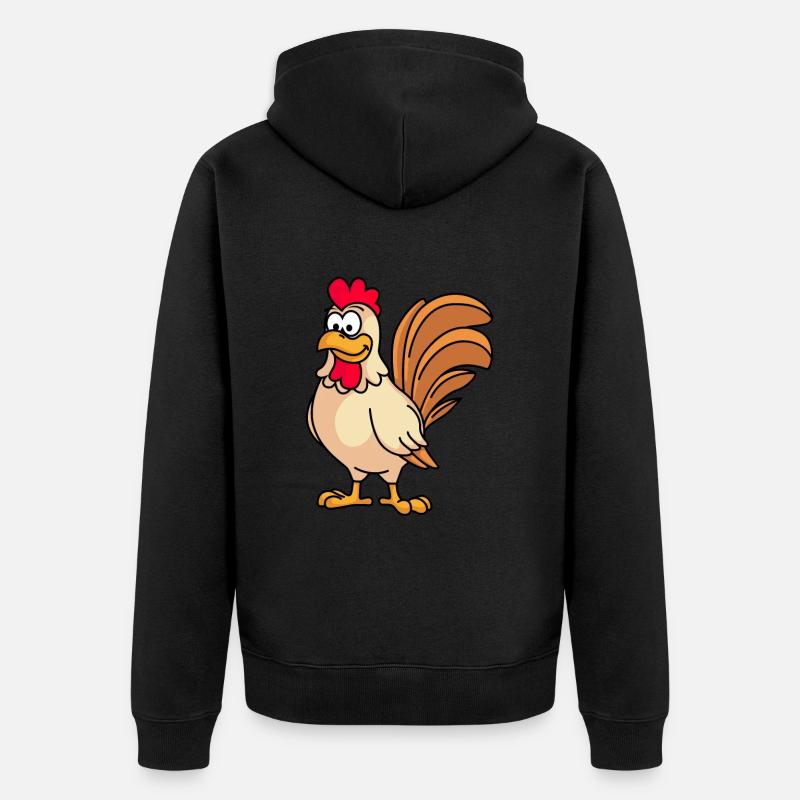 Hahn Comic Tier - Unisex Premium Bio Zip Hoodie - Schwarz