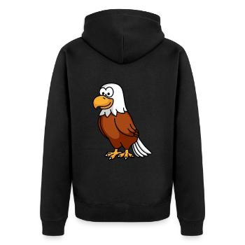 Adler Comic Tier - Unisex Premium Bio Zip Hoodie - Schwarz - Hinten - Nico (187cm)