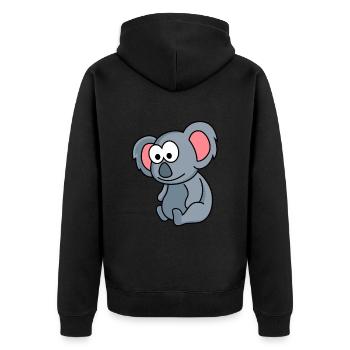 Koala Comic Tier - Unisex Premium Bio Zip Hoodie - Schwarz - Hinten - Nico (187cm)