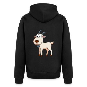 Mountain Goat Comic Animal - Unisex Premium Organic Zip Hoodie - black - Back - Nico (187cm)