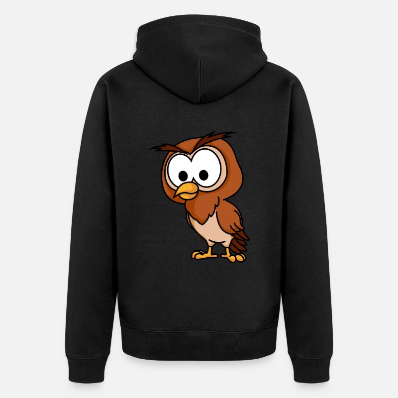 Hibou Comic Animal - Veste à capuche bio Premium Unisexe - noir