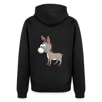 Esel Comic Tier - Unisex Premium Bio Zip Hoodie - Schwarz - Hinten - Nico (187cm)