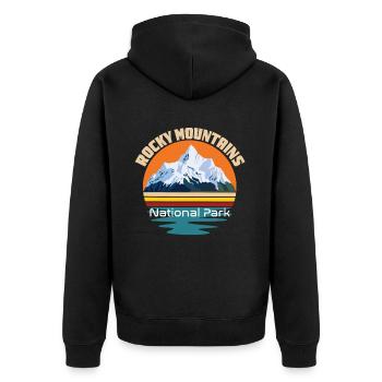 Nationalpark Rocky Mountains Wandern Camping Color - Unisex Premium Bio Zip Hoodie - Schwarz - Hinten - Nico (187cm)