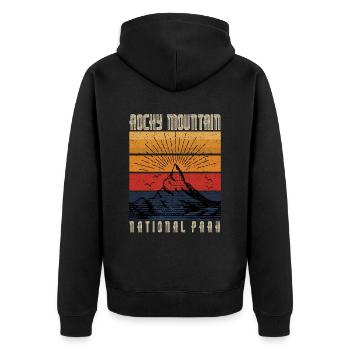 Rocky Mountain Nationalpark Wandern Camping Natur - Unisex Premium Bio Zip Hoodie - Schwarz - Hinten - Nico (187cm)