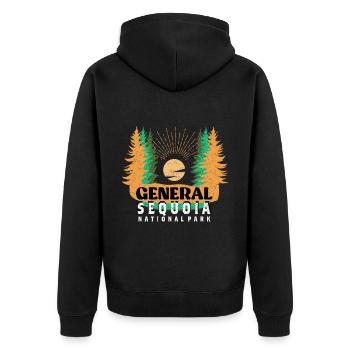 General Sequoia Nationalpark Mammutbäume Nevada - Unisex Premium Bio Zip Hoodie - Schwarz - Hinten - Nico (187cm)