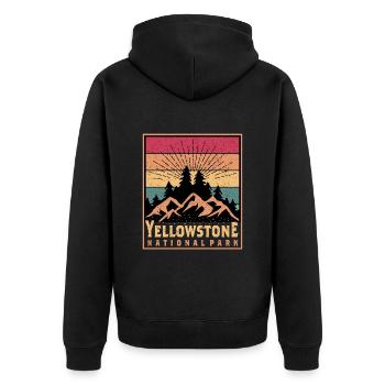 Parc national de Yellowstone Randonnée Wyoming Souvenir - Veste à capuche bio Premium Unisexe - noir - Dos - Nico (187cm)