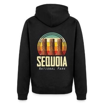 Sequoia Nationalpark Mammutbäume Wandern Natur Cam - Unisex Premium Bio Zip Hoodie - Schwarz - Hinten - Nico (187cm)