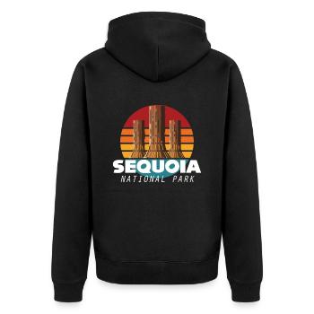 Mammutbäume Nationalpark Sequoia Nevada Camping - Unisex Premium Bio Zip Hoodie - Schwarz - Hinten - Nico (187cm)